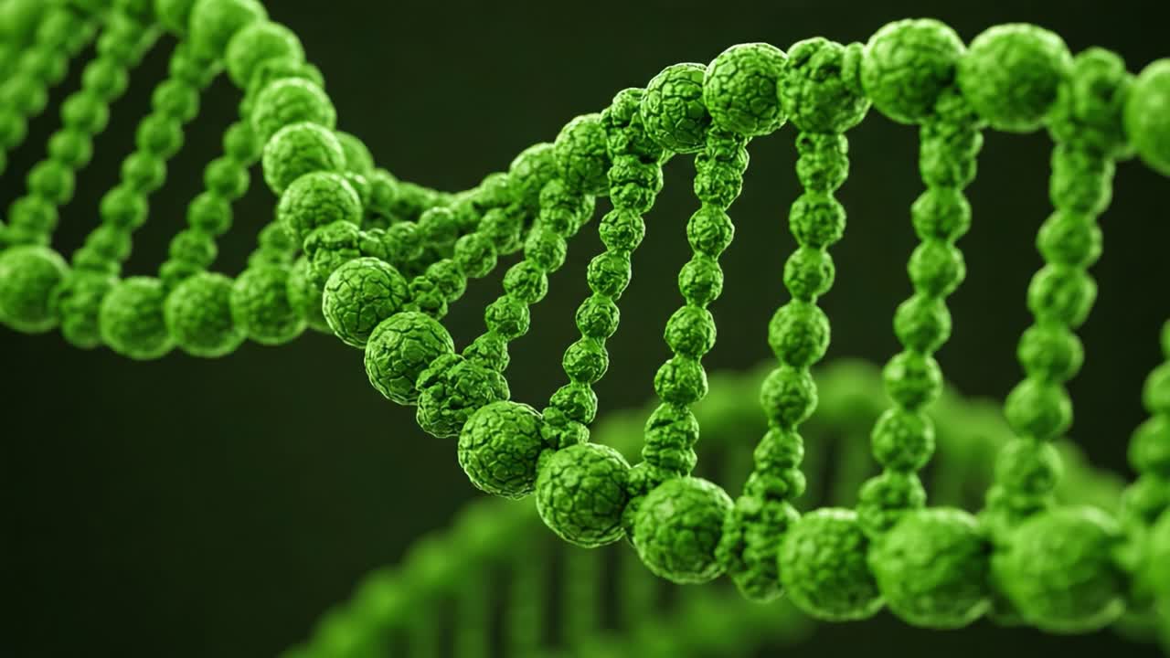Exploring the Structural Beauty of DNA: An Intricate Representation of Genetic Material in Vibrant Green Colors Reflecting Life's Complexity and Diversity