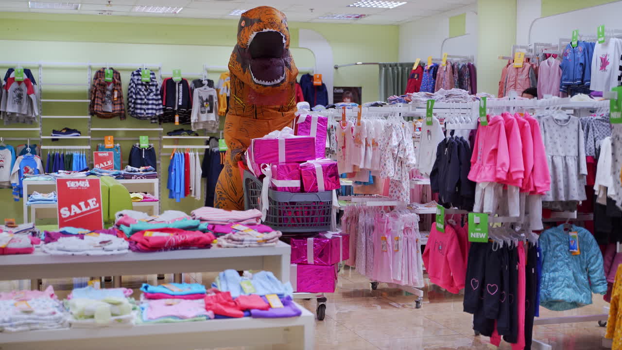 Kids Clothing Store with Inflatable Dinosaur Display