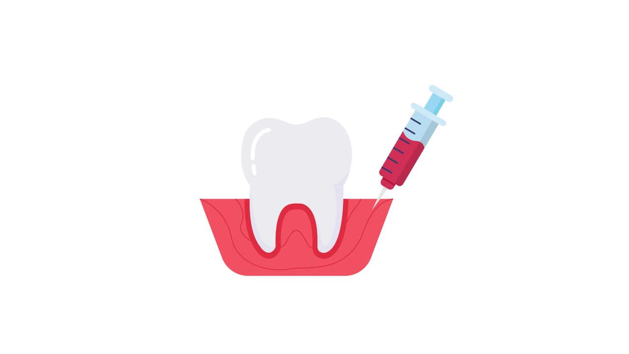 Tooth and Gum with Syringe Administering Dental Anesthesia