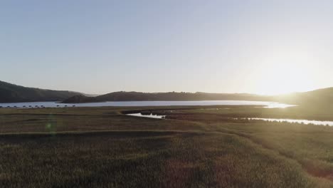 Hochwinkelansicht-Der-Landschaft-Auf-Dem-Land,-Flussufer,-Natur