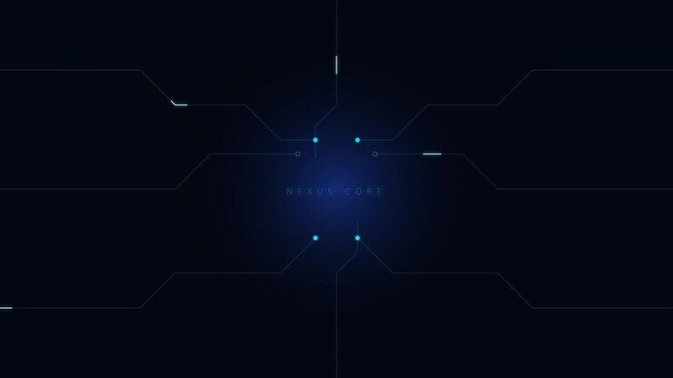 Interfaccia di Tecnologia Digitale con Linee di Circuito Luminose e Testo "Nexus Core"