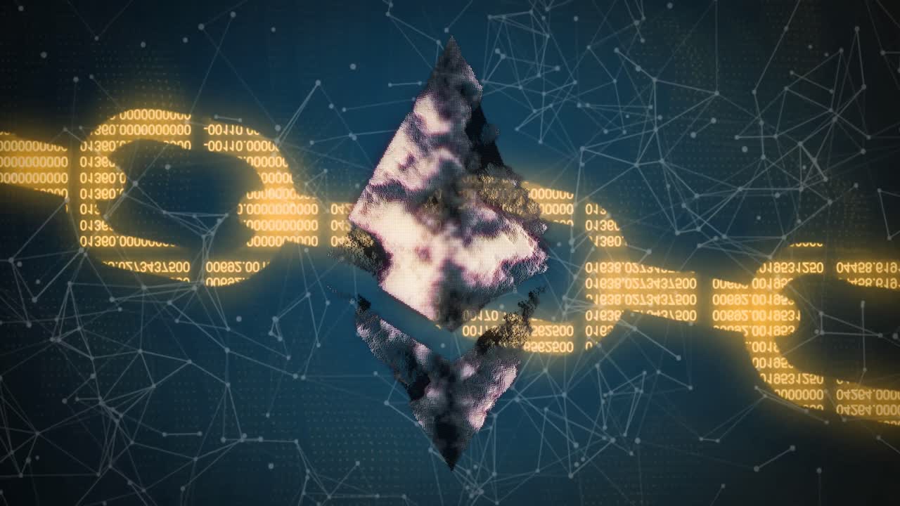 animación del símbolo de ethereum sobre la cadena