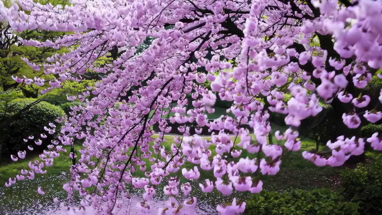 Beautiful Cherry Blossoms in a Japanese Garden