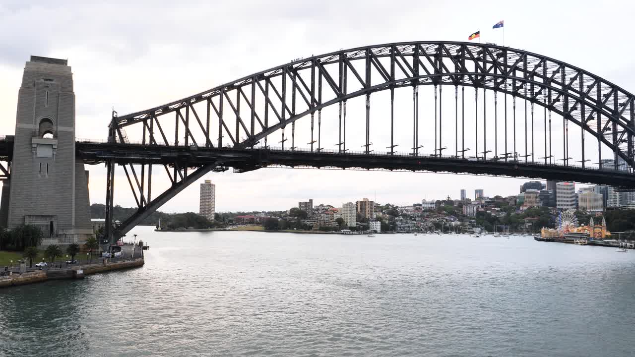 Sydney Harbour Bridge, Dawes Point and Luna Park.