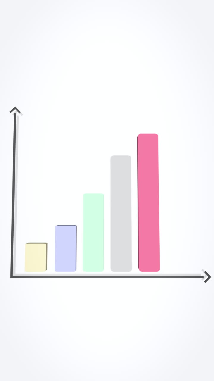 Gráfico de crecimiento digital vertical con barras ascendentes, que simboliza la mejora del rendimiento empresarial, los análisis financieros, el progreso estratégico y la visualización de datos moderna para presentaciones.