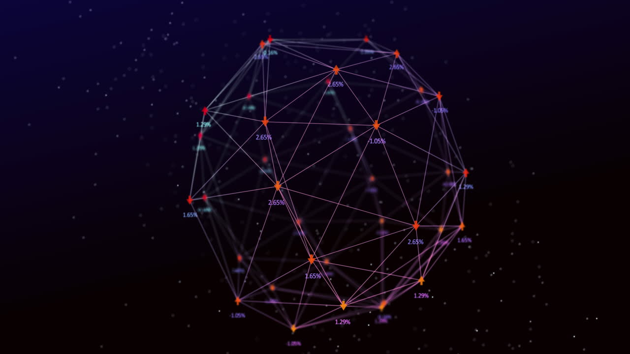 animación de la red de conexiones con iconos sobre fondo oscuro