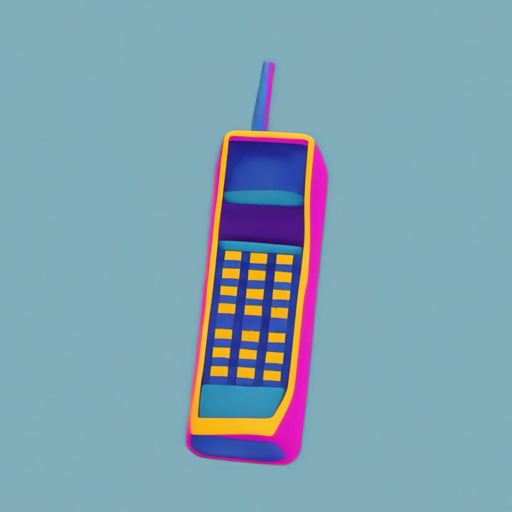 Rotating Vintage Mobile Phone in Vibrant Colors
