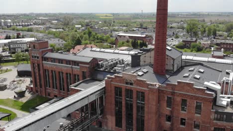 the chimney in arche hotel żnin inside old sugar factory in poland