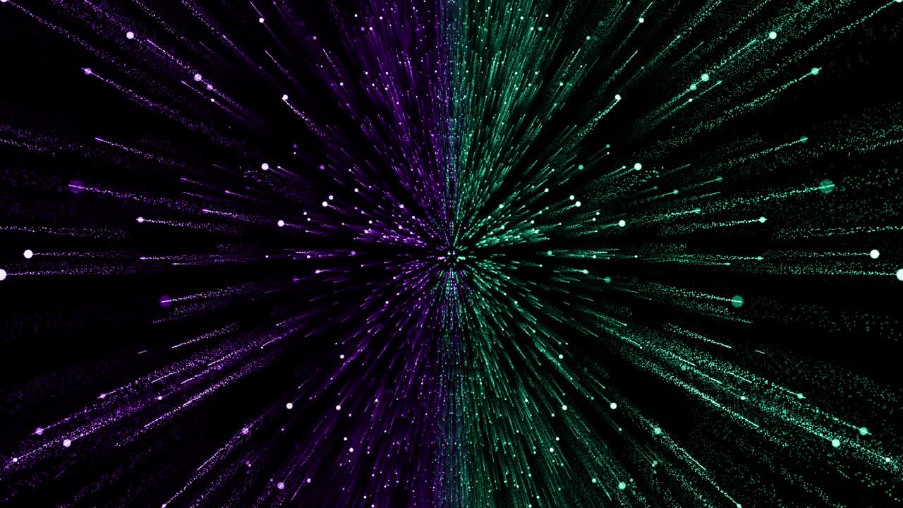 partículas verde violeta evento juego tráiler títulos escenario de concierto cinematográfico bucle de fondo