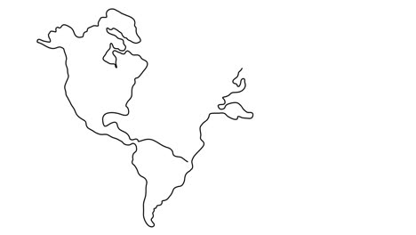 continuous line drawing of world map. one line map of the earth. hand-drawn. 4k video animation, alpha channel.