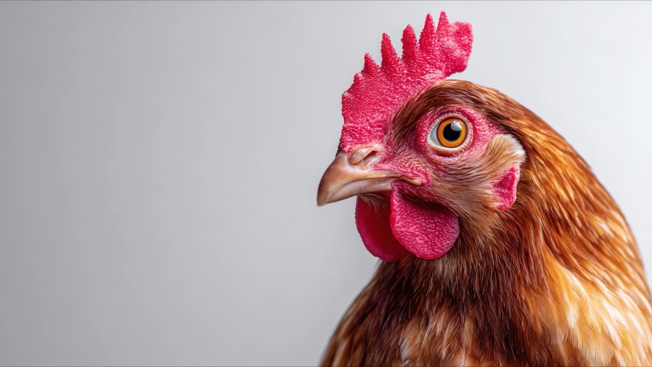 Retrato de primer plano de un pollo colorido con plumas detalladas y rasgos faciales intrincados, capturando la esencia de la vida en la granja y la belleza aviar.