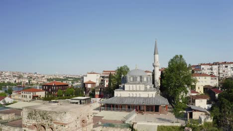 aerial view of mosque and golden horn.4k footage in turkey