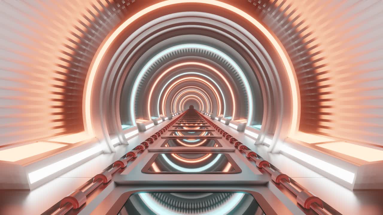 movimiento de bucle sin costuras de corredor de ciencia ficción de neón metálico.