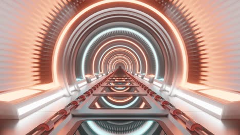 seamless loop motion of metal neon sci-fi corridor.