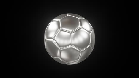 shiny silver soccer ball on black background