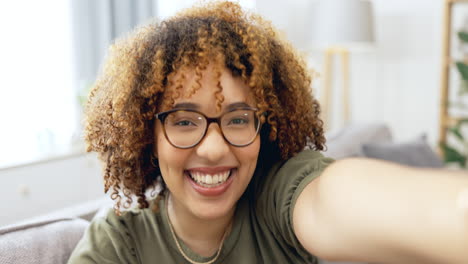 black woman, selfie and silly face of a young