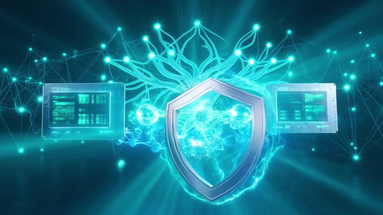 Digital Cybersecurity Shield Protecting Data Network