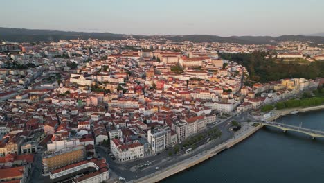 Coimbra,-Portugal---Cityscape-Aerial,-including-the-famous-University