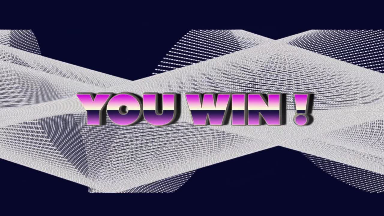 기하학적 움직이는 모양 위에 텍스트를 이기는 애니메이션