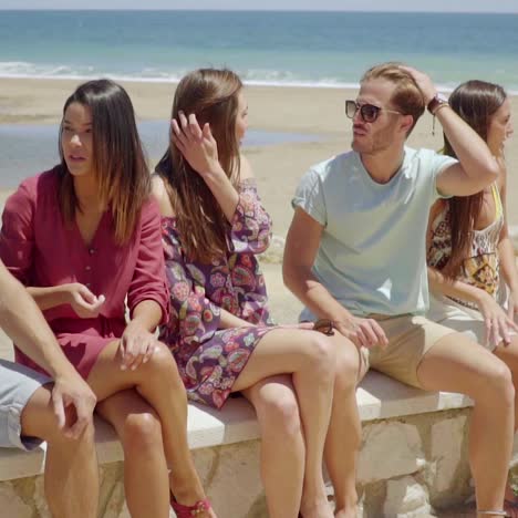 Group-of-young-students-relaxing-at-the-seaside