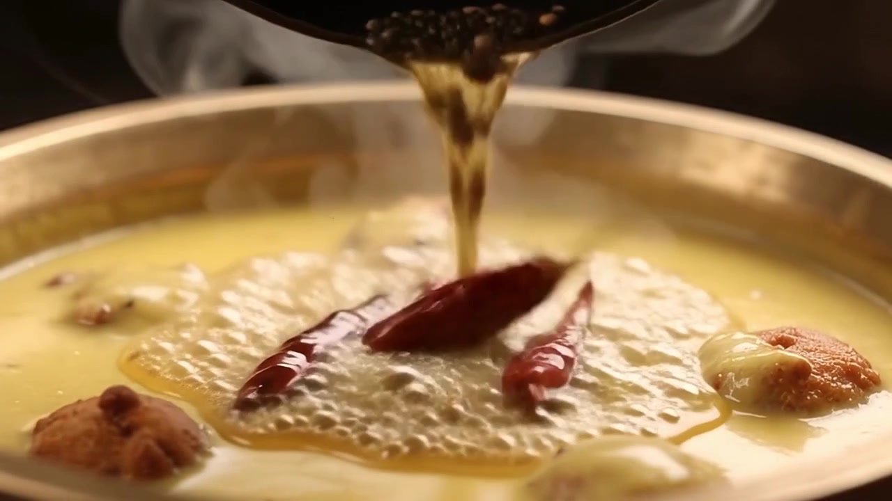 Temperare le spezie nel tradizionale Kadhi indiano con Pakora