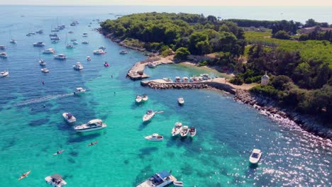 flying around the port of saint honorat island part of the iles de lérins, next to cannes in south of france