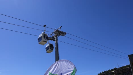 cable car moving across a clear blue sky