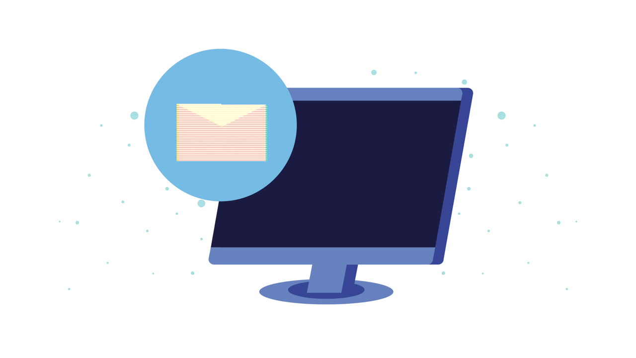 computadora con iconos de tiempo y correo electrónico