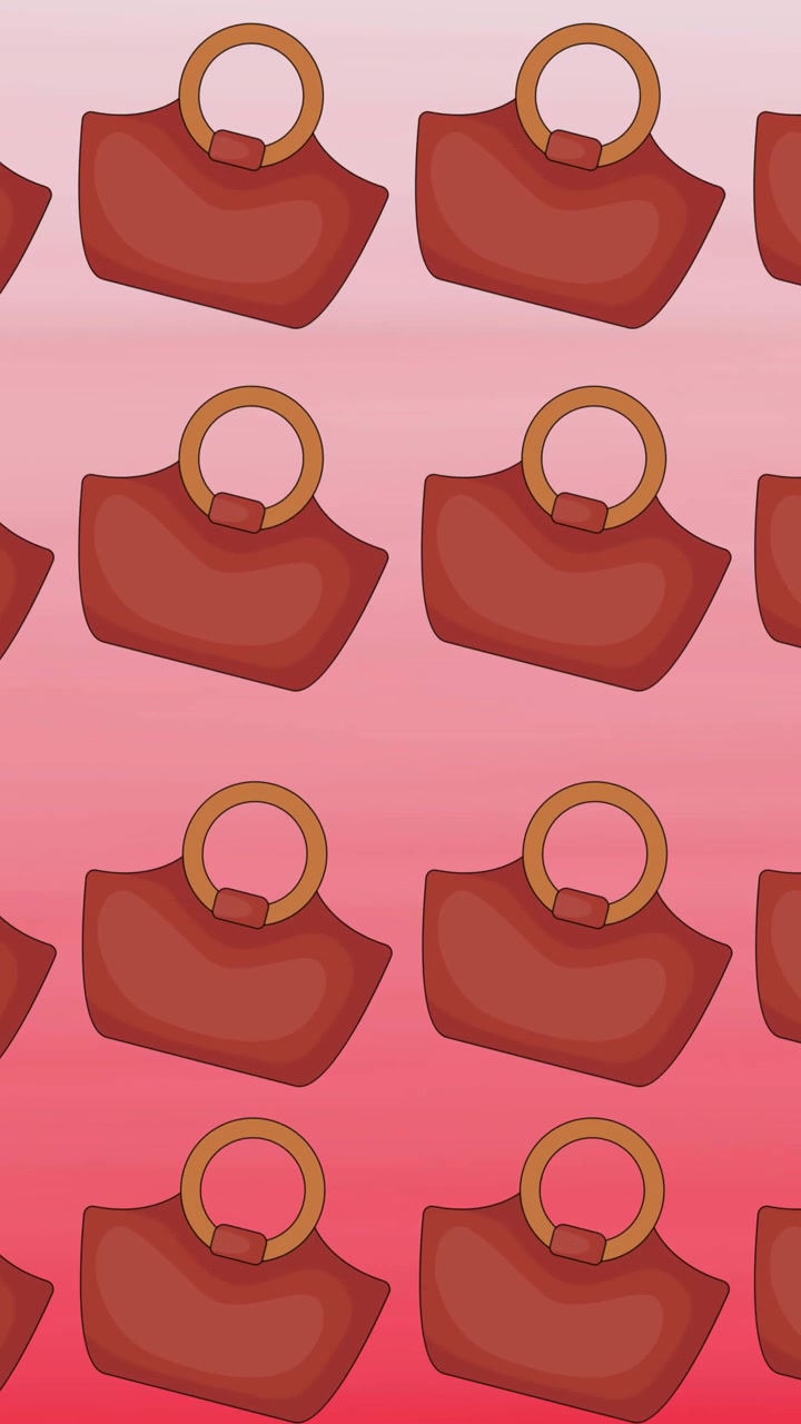 Animazione di borsa rossa ripetuta su sfondo rosso