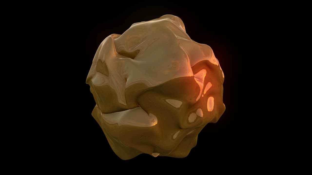 animación de bucle 3d de un objeto abstracto. el fondo es negro. el color es naranja.