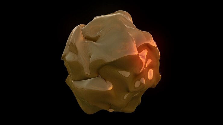 3d loop animation of abstract object. The background is black. The color is orange.