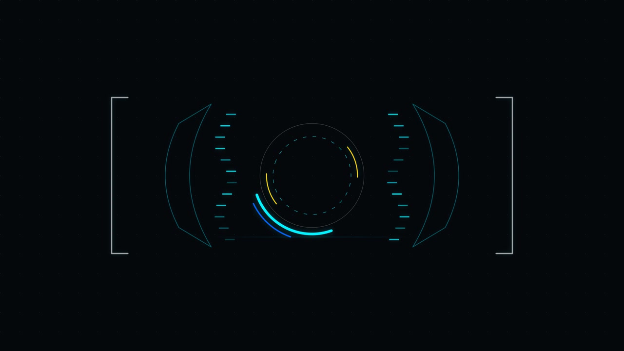 Futuristic Digital HUD Interface With Rotating Circular Elements