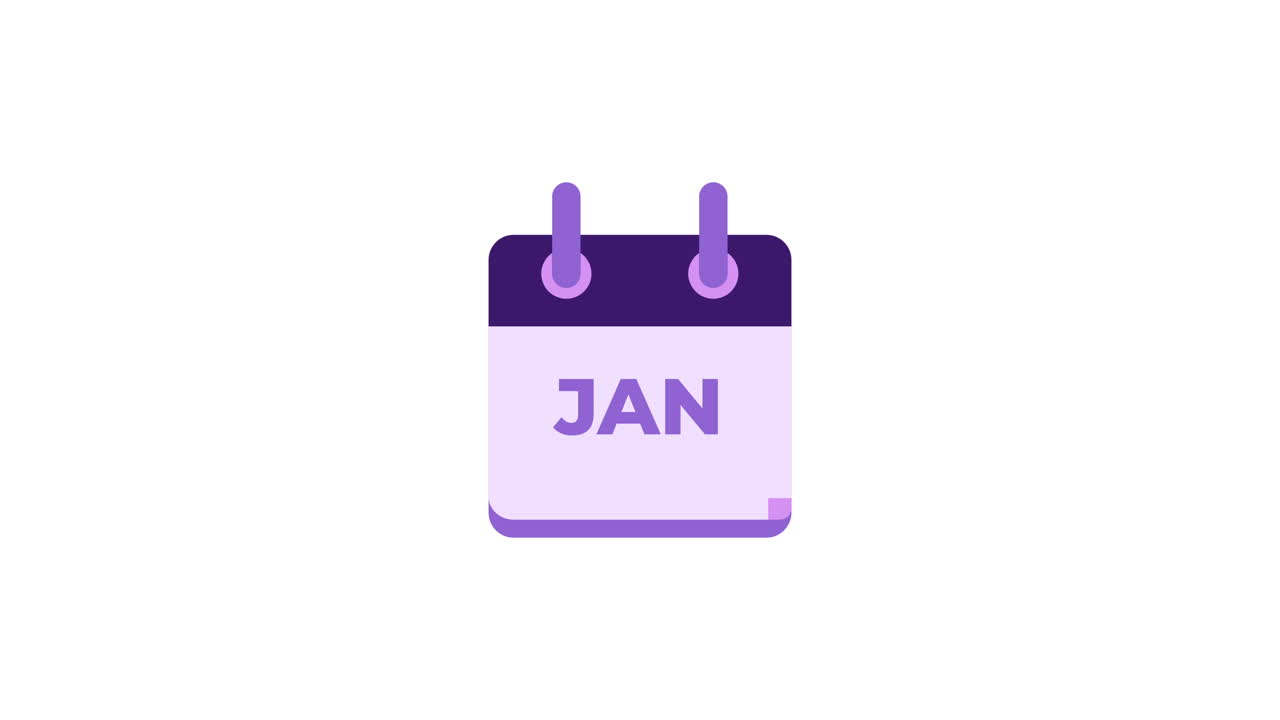 Animeret kalenderikon, der afslører januar måned