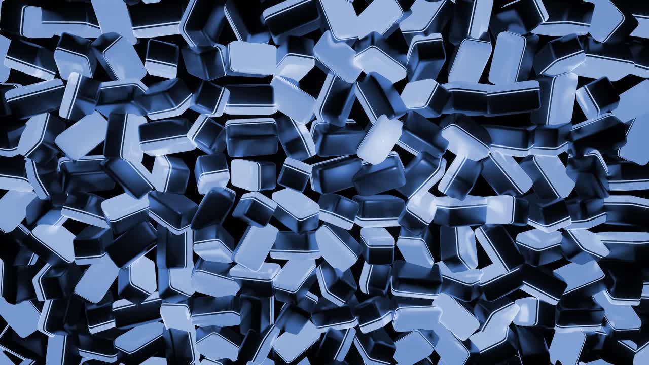 fondo geométrico en bucle de 4k con luz de neón, bloques de varios colores como bombillas con luz azul. hermoso fondo de diseño de movimiento con formas geométricas simples y luz de neon. bucle vj.