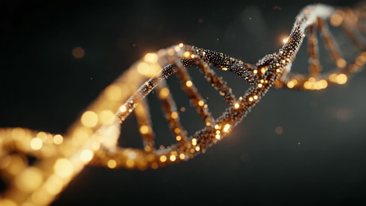 Stunning Close-Up of an Illuminated DNA Helix: Exploring the Intricate Beauty of Genetic Structures in a Captivating and Artistic Visualization