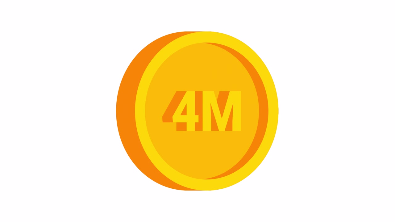 Pièce d'or étincelante avec animation du symbole 4M