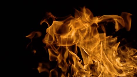 Flames-of-fire-on-black-background-in-slow-motion