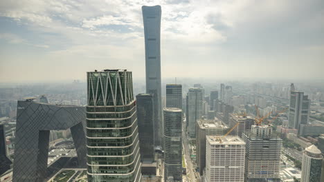 timelapse of the beijing city skyline from a high vantage point