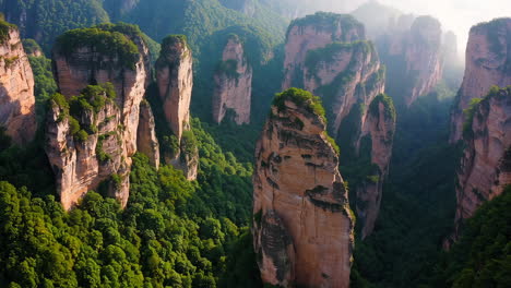 panoramic view of zhangjiajie national forest park mountains