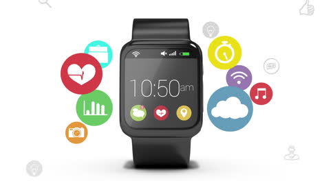 concepto de reloj inteligente con iconos