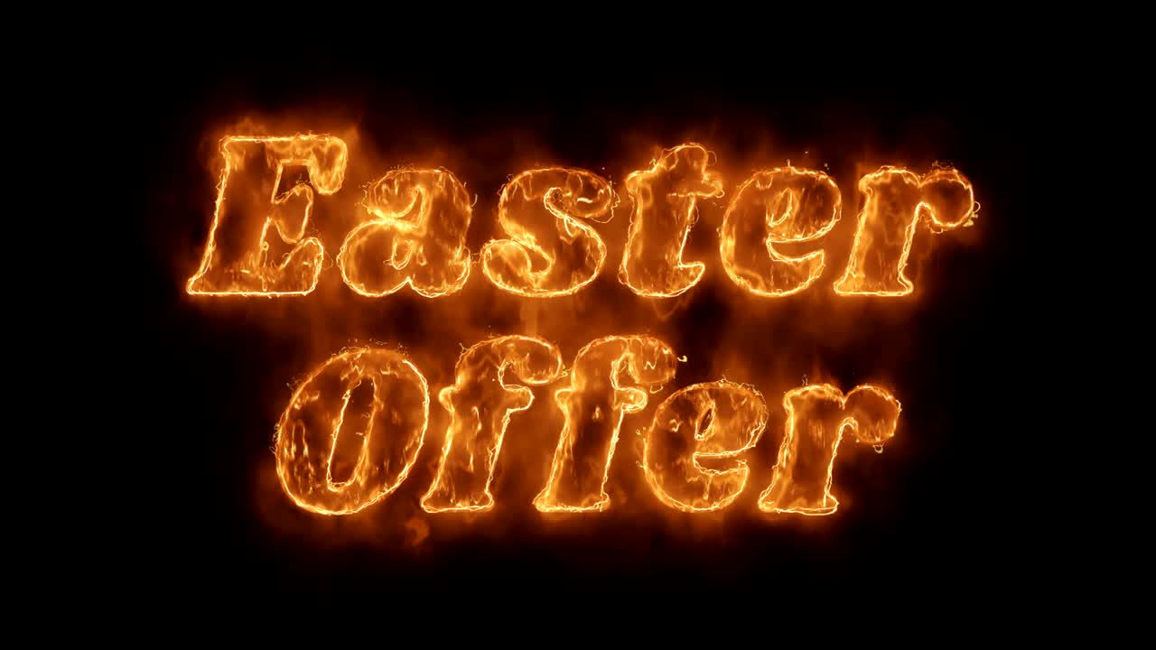 Easter Offer Word Hot Animated Burning Realistic Fire Flame Loop.