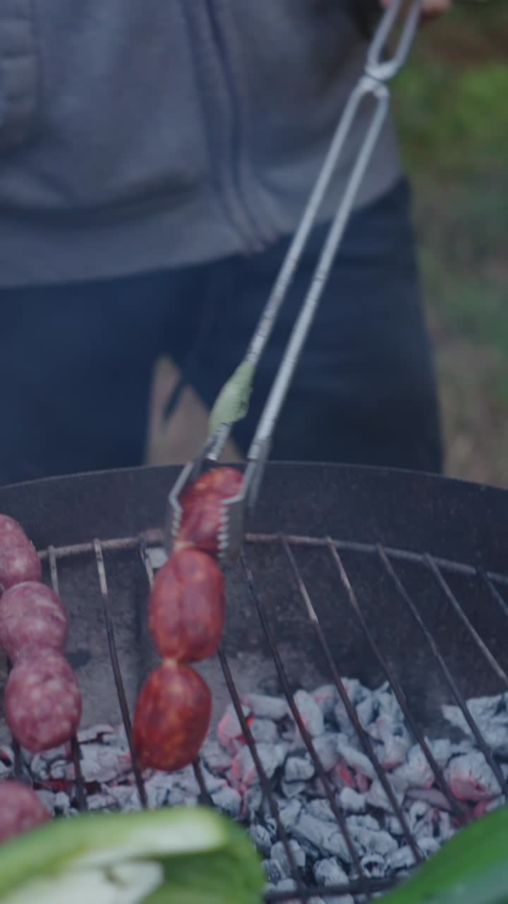 Grilling Sausages and Chorizo on a Charcoal BBQ
