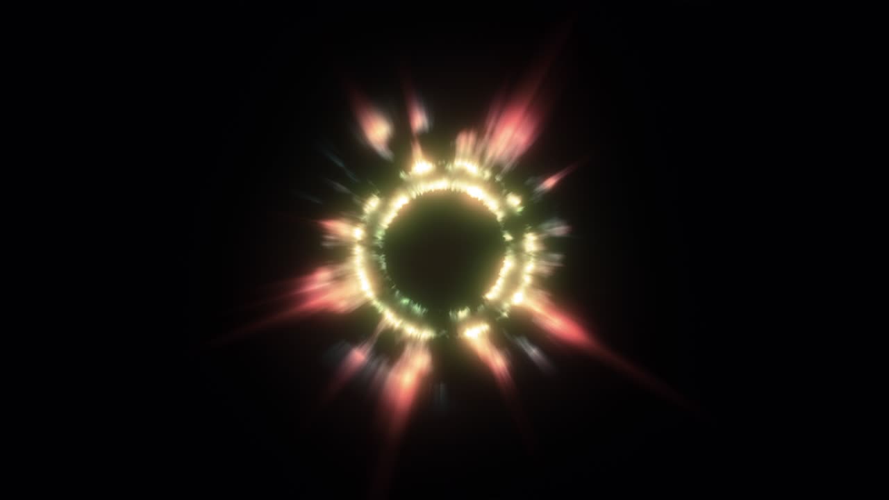 formación de anillos de rayos de luz cálidos abstractos fondo de bucle