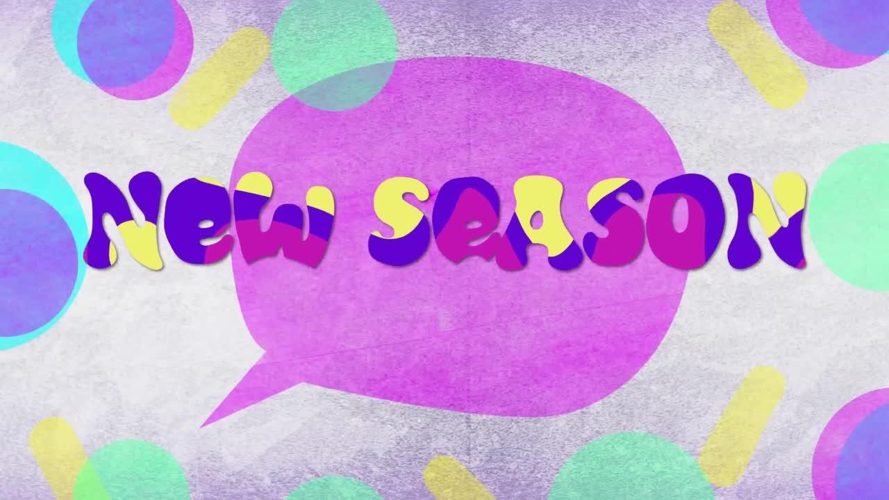 색 배경의 모양 위에 새로운 시즌 텍스트의 애니메이션