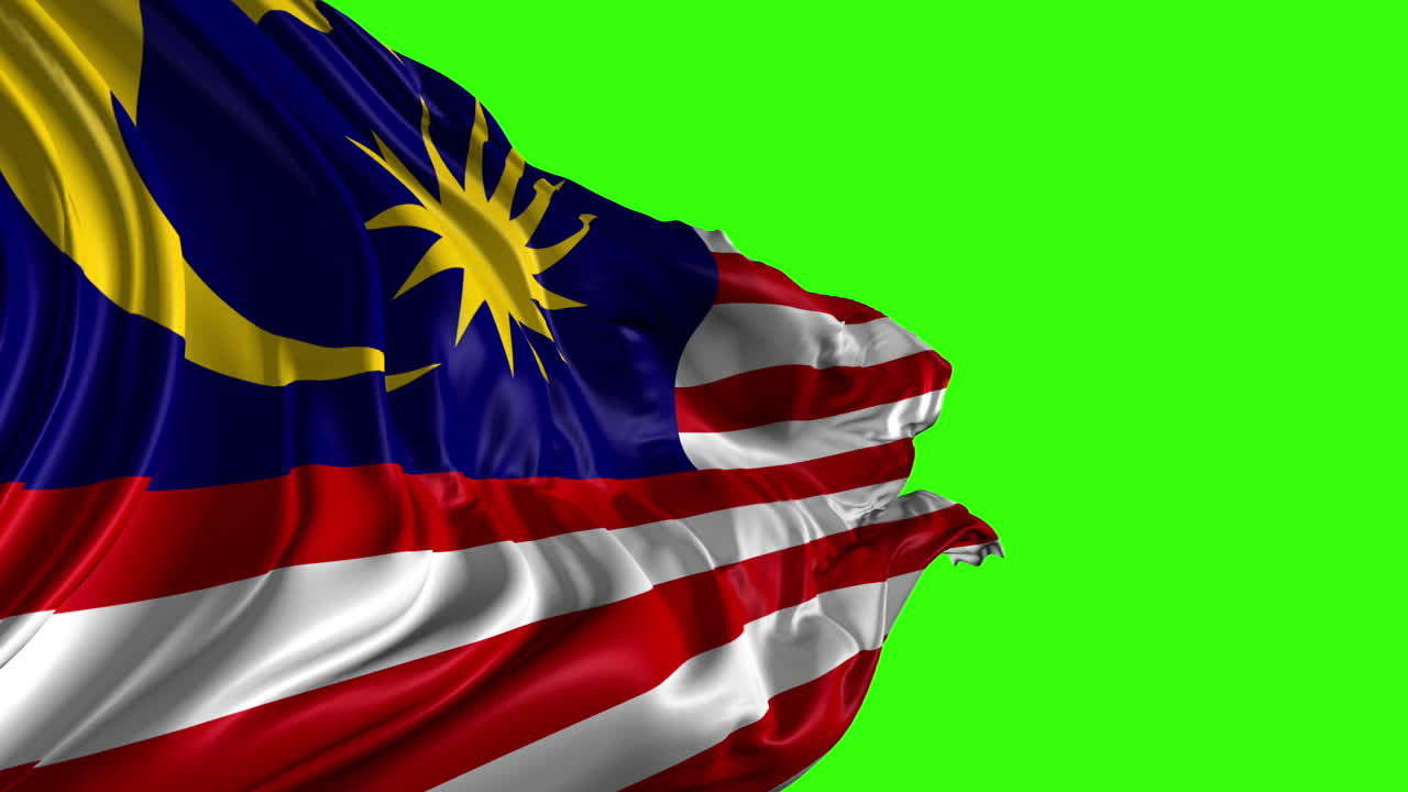 Bandiera della Malesia su schermo verde