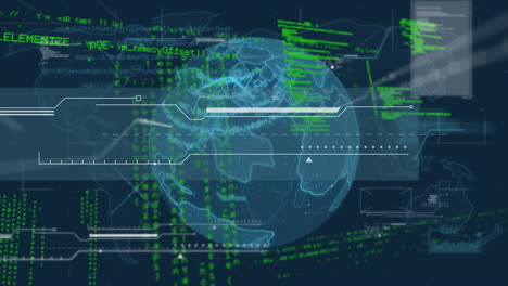 animation of data processing and globe over gird