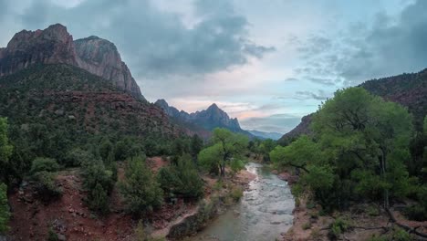 a time lapse taken from the iconic watchmen lookout in zion national park, utah