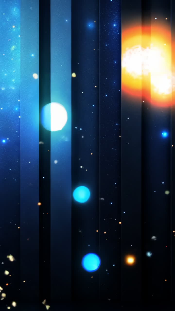 A blue and orange striped background with a lot of stars. The blue and orange stripes are the colors of the sky and the stars
