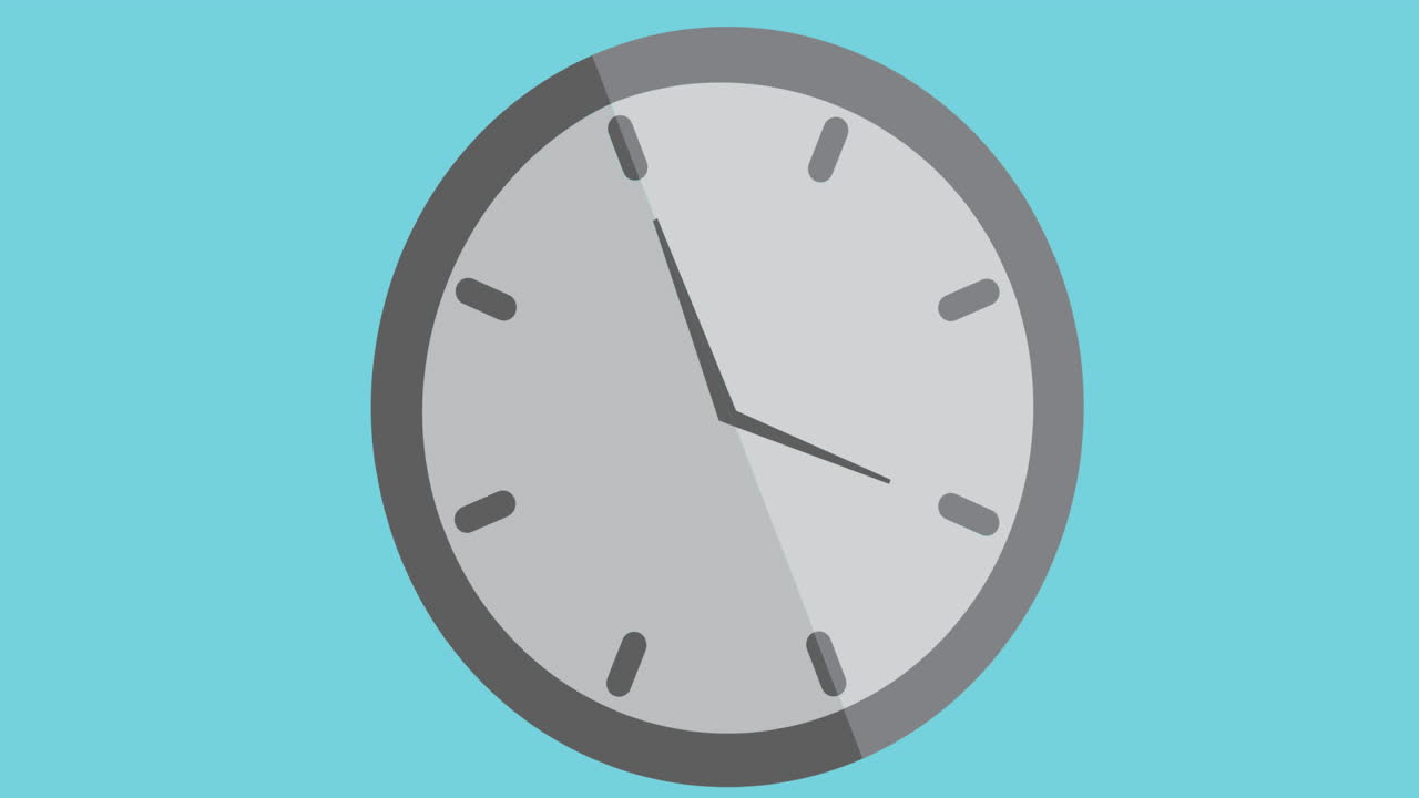 Animation of clock digital icon on blue background