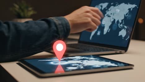 man planning global logistics and supply chain on a world map